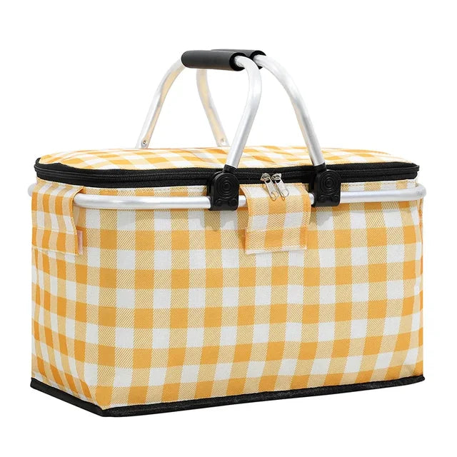 2024 New Folding Picnic Camping Lunch Bags Insulated Cooler Bag Cool Hamper Storage Basket Bag Outdoor Portable Picnic Basket Importe Go 