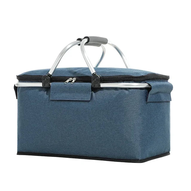 2024 New Folding Picnic Camping Lunch Bags Insulated Cooler Bag Cool Hamper Storage Basket Bag Outdoor Portable Picnic Basket Importe Go 