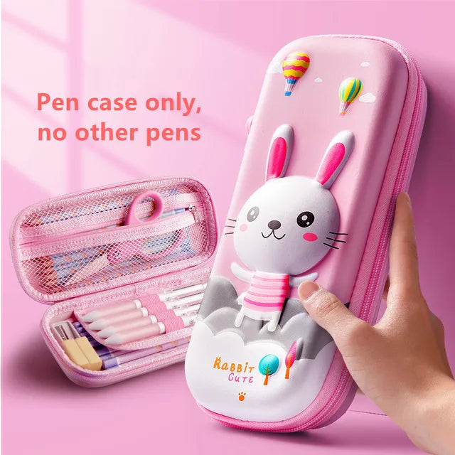 3D Unicorn EVA cute pencil box School student stationery box Children pencil storage box Three layer large capacity pencil case Importe Go 