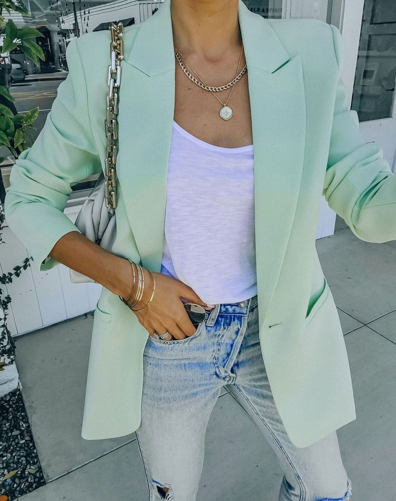 Blazer Casual Alongado Importe Go VERDE ÁGUA PP 