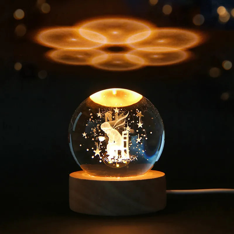 Bola de cristal 3D de 6cm para decoración del hogar y escritorio, grabado con láser globo con sistema Solar, luz nocturna de Planeta, regalo de cumpleaños y Astronomía Importe Go 