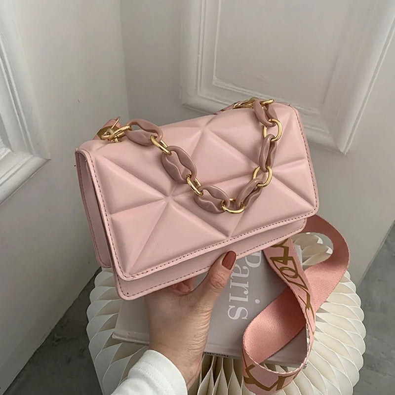 Bolso de hombro grande con patrón de piedra para mujer, bolsos cruzados de cuero PU, bolsos de mano rosas de marca, bolso de mano con cadenas, bolso de compras, Purs, Invierno Importe Go 