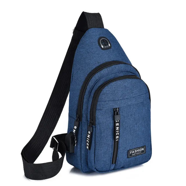 Bolso de pecho multifuncional para hombre, bandolera de tela Oxford, estilo coreano, informal, resistente al agua, tendencia de moda, novedad de 2023 Importe Go Upgrade blue 