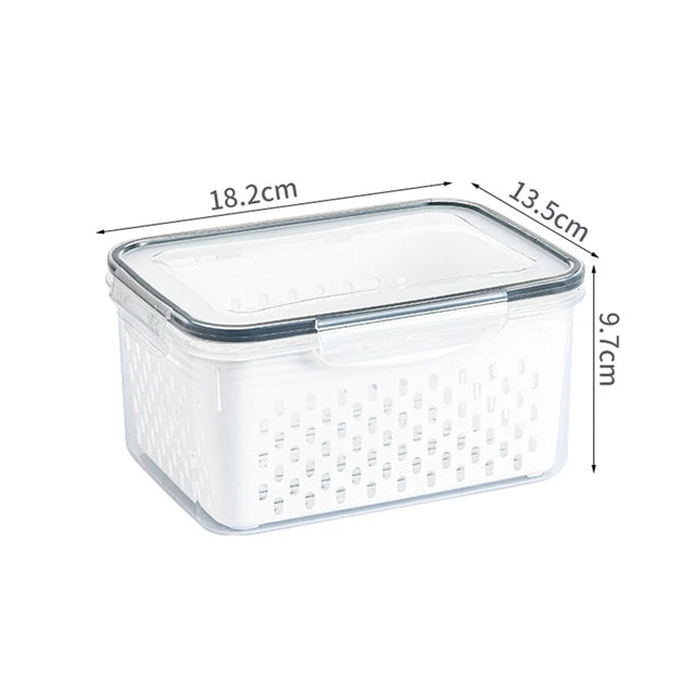 Caja de almacenamiento para refrigerador, organizador de frutas y verduras frescas, cesta de drenaje, contenedores de almacenamiento, despensa, organizador de cocina Importe Go 1750ML 