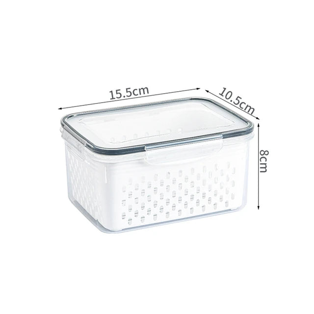 Caja de almacenamiento para refrigerador, organizador de frutas y verduras frescas, cesta de drenaje, contenedores de almacenamiento, despensa, organizador de cocina Importe Go 850ML 