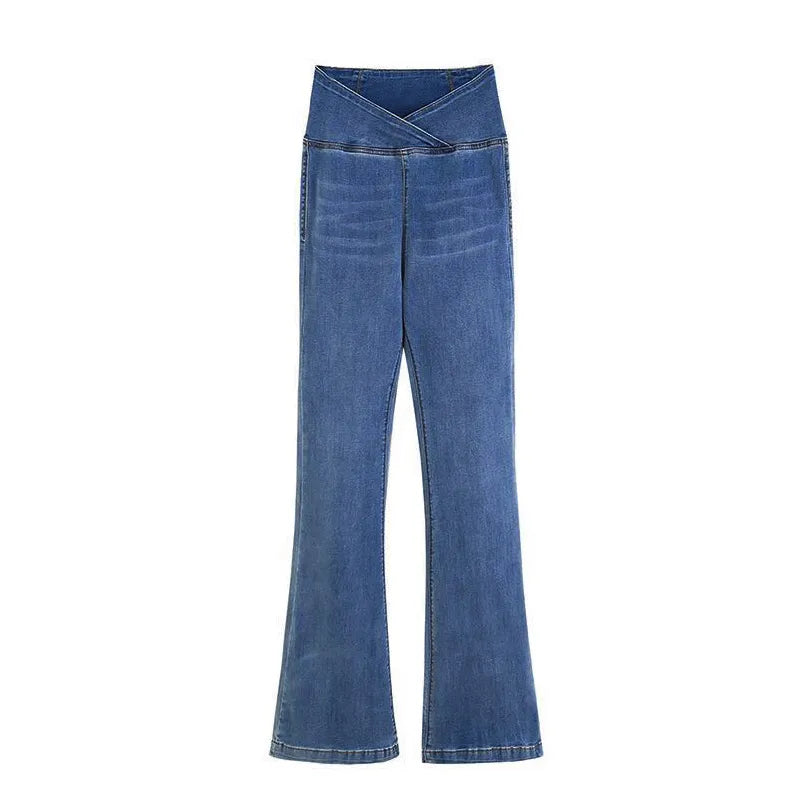 Calça Jeans de Cintura Alta Cruzada Importe Go Blue S(45-50kg) 