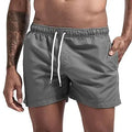 Calção de banho com secagem rápida masculina, respirável, cordão com bolsos, surfe, shorts de praia, verão Importe Go Gray S 