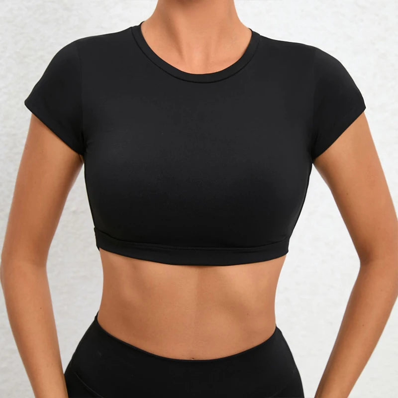 Camisa academia,Roupas fitness feminina academia,Blusa academia feminina,Hearuisavy respirável camisas esportivas para mulheres, Workout Sportswear, Fitness Training, Backless Yoga Vestuário, Sport Crop Tops, Gym Top Importe Go 