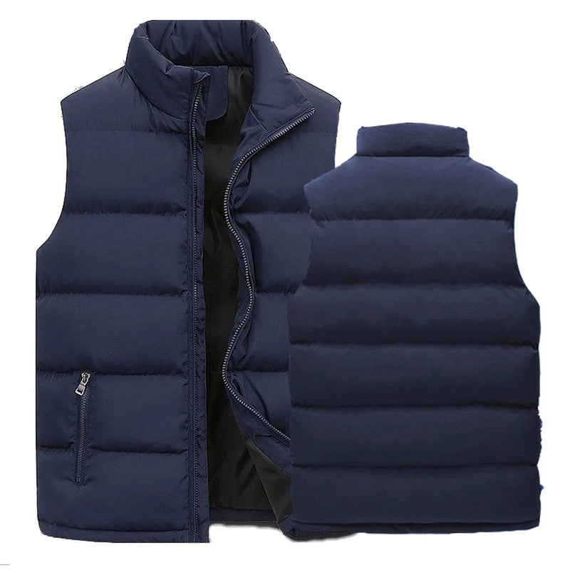 Chaleco para hombre, chaqueta cálida sin mangas, abrigo impermeable con cremallera, cuello levantado, informal, ropa de marca, invierno, otoño Importe Go 