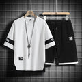 Conjunto de fatos de treino preto e branco masculino, t-shirt e shorts com mangas, roupa esportiva oversize, 5XL, verão, 2023 Importe Go YPY6817 K77 2 L FOR 165 CM 65KG 