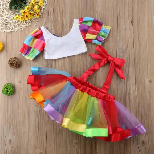 Conjunto de roupas feitas de verão para crianças e bebês, 0-6 anos, vestido de circo para festa de aniversário, roupas top crop para meninas, roupas de halloween Importe Go 