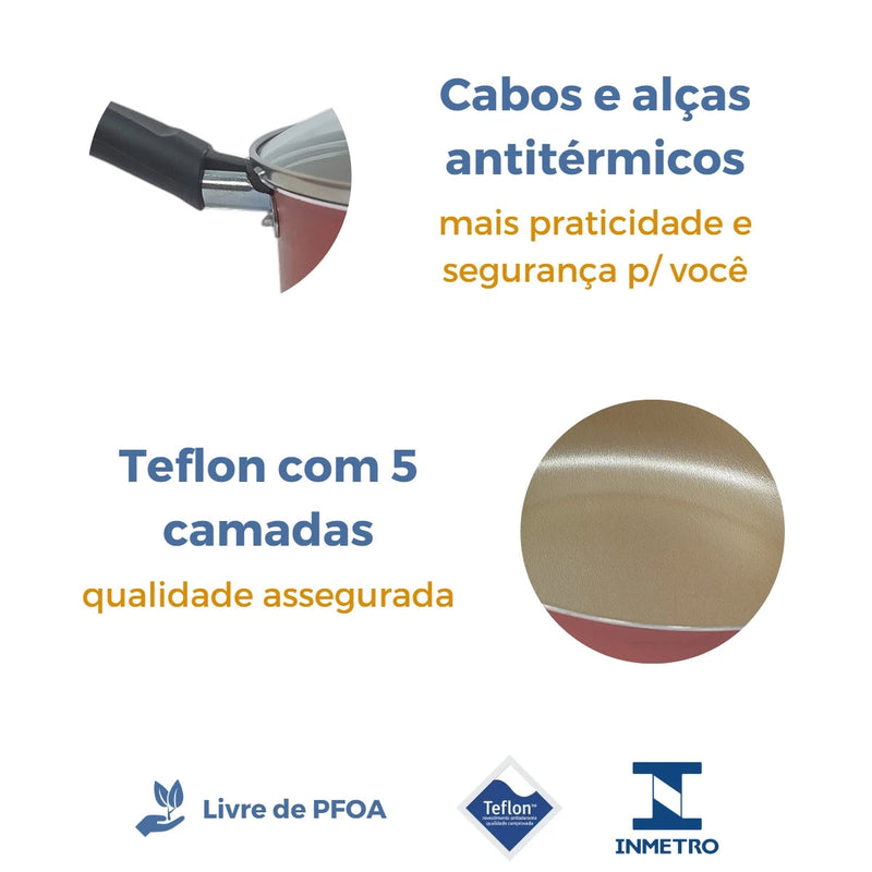 Conjunto Jogo Panelas 9 Pçs Teflon Tampas Vidro Antiaderente Importe Go 