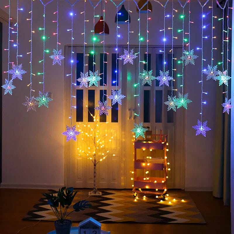 Cortina de Flocos de Neve LED - Decoração de Natal Importe Go 