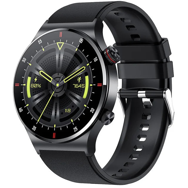 ECG e PPG Business Smart Watch para homens, chamada Bluetooth, monitoramento de saúde e sono, modo esportivo múltiplo, smartwatch à prova d'água, novo, 2022 Importe Go Black Silicone 