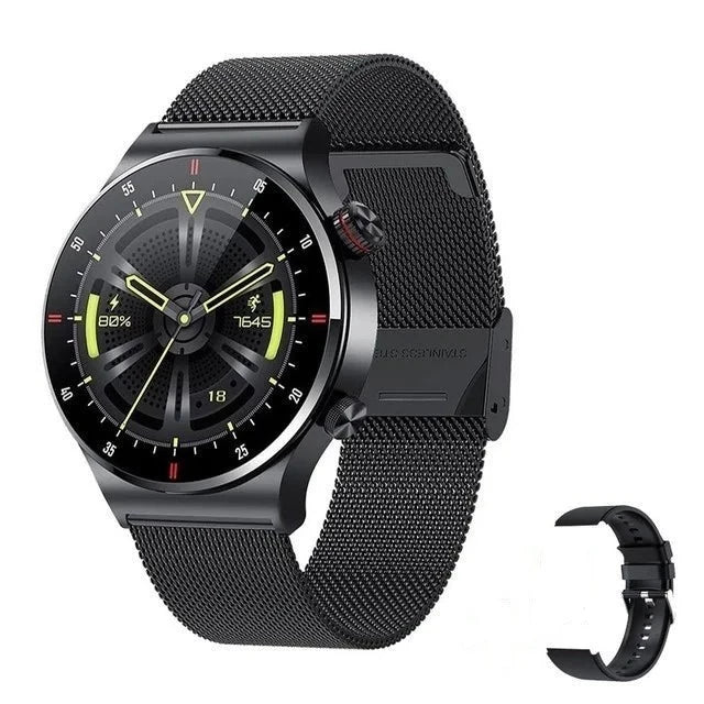 ECG e PPG Business Smart Watch para homens, chamada Bluetooth, monitoramento de saúde e sono, modo esportivo múltiplo, smartwatch à prova d'água, novo, 2022 Importe Go Mesh Strip Black 