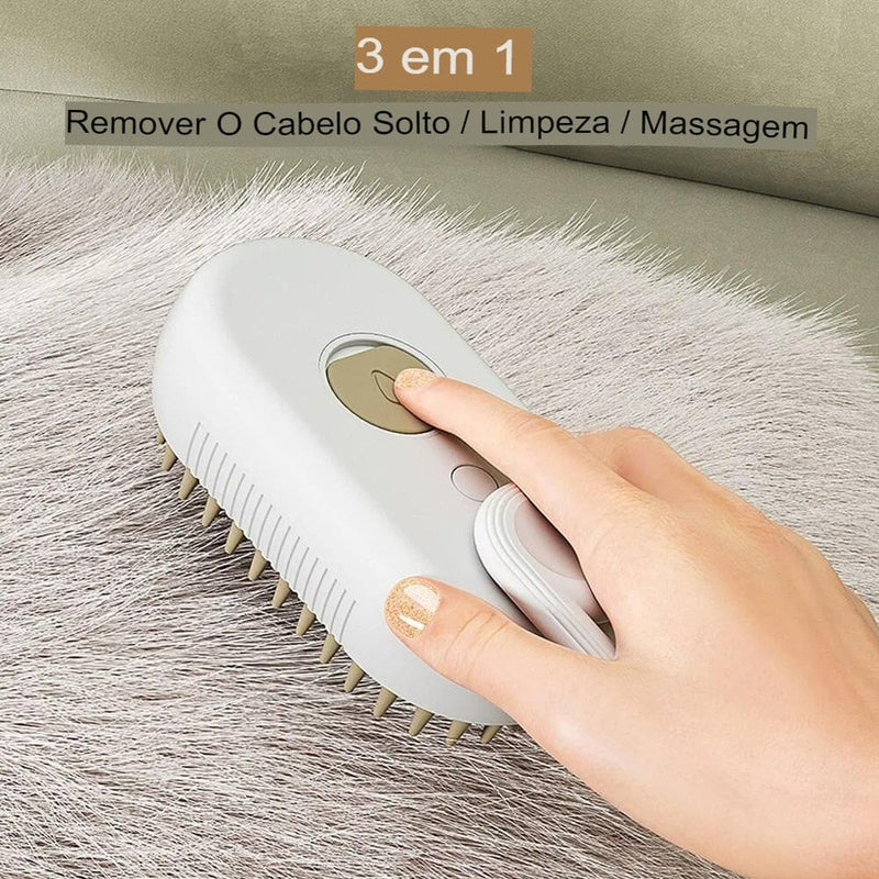 Escova de Vapor Massagem para Gato 3 em 1 - Remoção de pelos Escova de Vapor Massagem para Gato 3 em 1 - Remoção de pelos Importe Go 