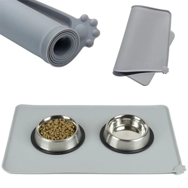 Esteira de silicone para alimentação de animais, tapete à prova d'água para cães e gatos, cor sólida, para alimentação de cachorros, com lavagem fácil e não tóxico Importe Go 