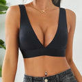 FINETOO-Deep V Bras para Mulheres, Push Up Tops Acolchoados, Roupa Interior Sem Fio Feminina Sexy, Senhoras Plus Size Bralette, Meninas Íntimas Lingerie Importe Go Black Tamanho Único XL