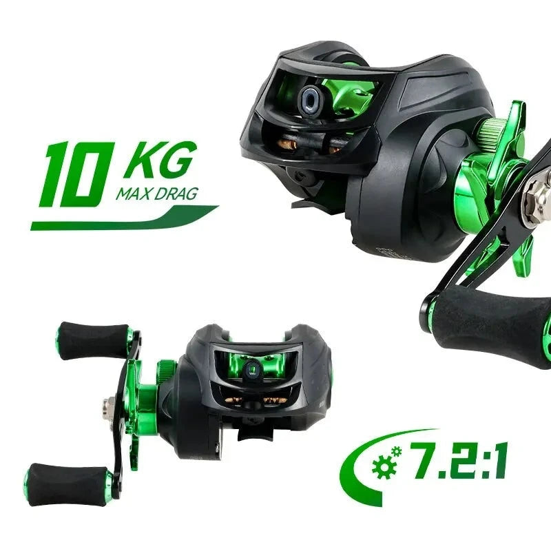 Fishmx Fishing Reel 7.2:1 Gear Ratio Max Arraste 10kg Baitcasting Reel com Carretel de Alumínio para Isca Freshwater Pesca Importe Go 