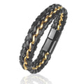 Genuine Leather Chain Bracelet for Men Magnetic Stainless Steel Clasp in Plated Gold Exclusive Jewellery Gift Wholesale Dropping Importe Go 