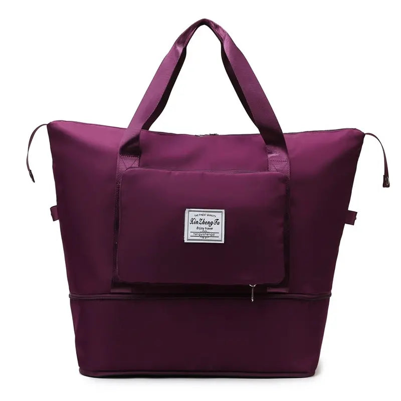 Grande Capacidade Foldable Duffel Viagem para a Mulher, Bagagem portátil, armazenamento de maternidade, Fitness Bag, bagagem de curta distância, tamanho médio Importe Go Vermelho 