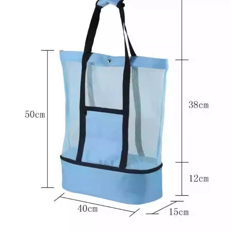 Heat Preservation Picnic Beach Bag Women Mesh Transparent Double-layer Swim Storage High Capacity Shopping Waterproof Bags Tote Importe Go 