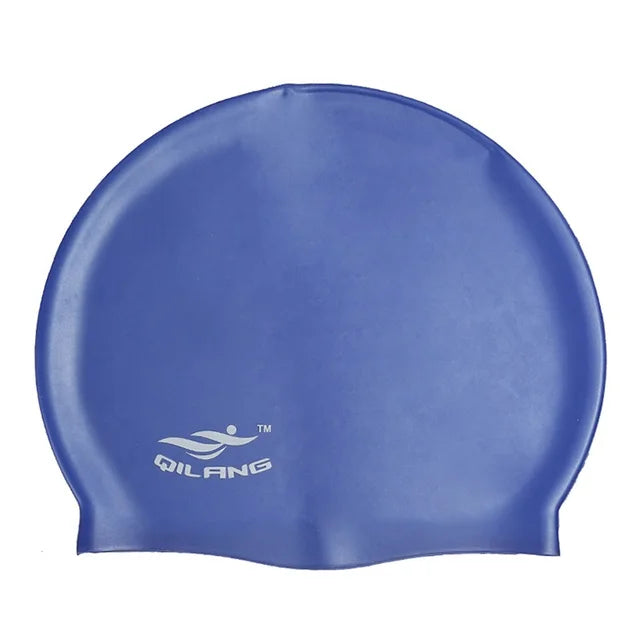 Impermeável Silicone Swim Caps para homens e mulheres, alta elástica, flexível, proteger os ouvidos, chapéu de piscina, adultos, crianças, meninas, meninos Importe Go Blue Tamanho Único 