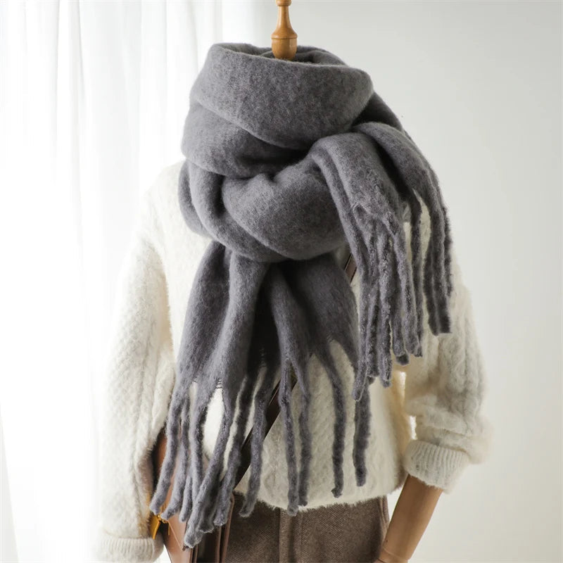 Inverno Cachecol para As Mulheres Cashmere Quente Sólido Pashmina Cachecóis Envolve Feminino Grosso Suave Bufanda Big Borlas Xaile Estolas Longas Importe Go WT77-14 