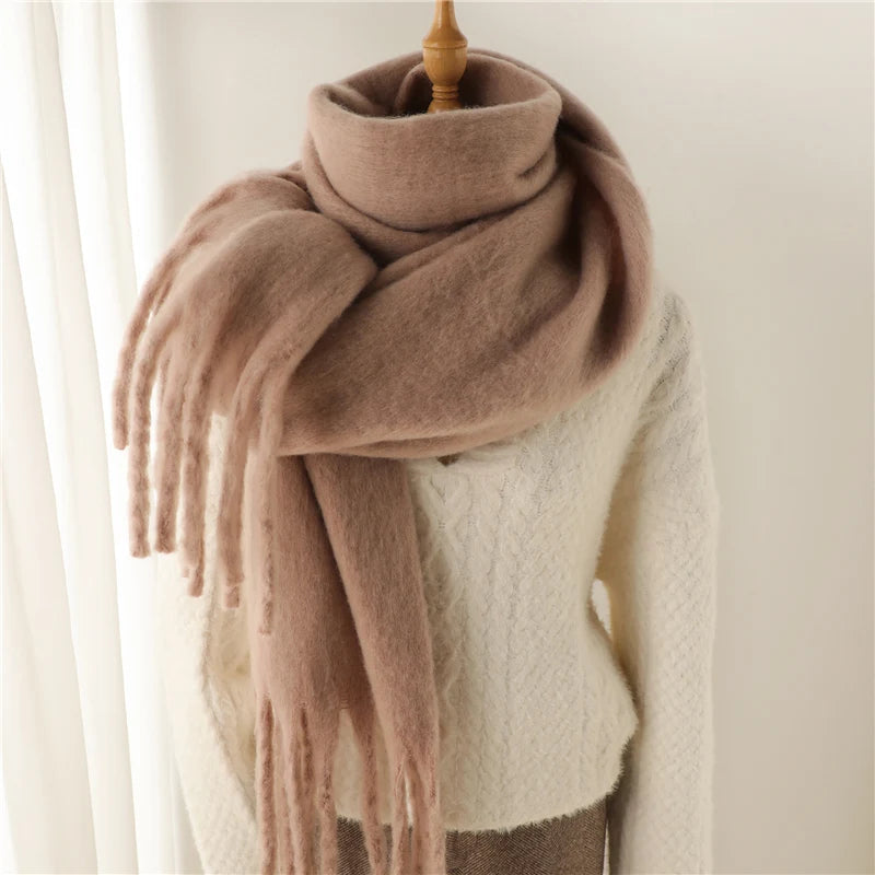 Inverno Cachecol para As Mulheres Cashmere Quente Sólido Pashmina Cachecóis Envolve Feminino Grosso Suave Bufanda Big Borlas Xaile Estolas Longas Importe Go WT77-5 