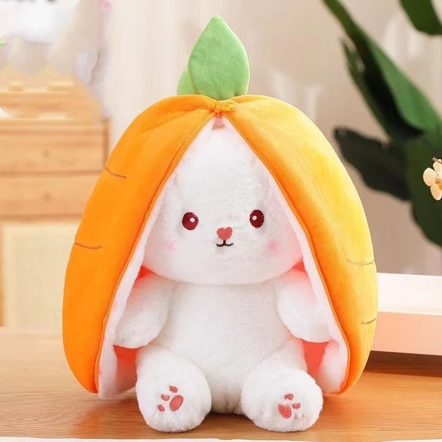 Juguete de peluche de conejo de frutas Kawaii, divertido, zanahoria, fresa, se convierte en conejo, regalo de cumpleaños y Navidad para niños Importe Go 25CM A 