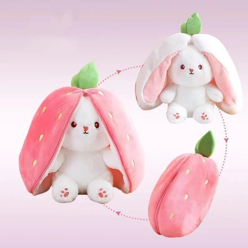 Juguete de peluche de conejo de frutas Kawaii, divertido, zanahoria, fresa, se convierte en conejo, regalo de cumpleaños y Navidad para niños Importe Go 