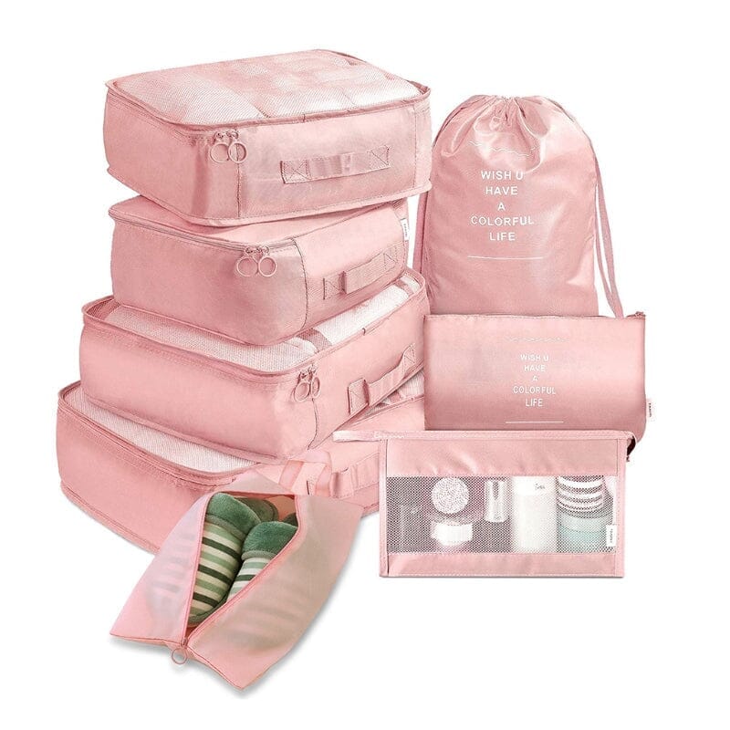 Kit de Bolsa Organizadora de Mala Para Viagem Kit de Bolsa Organizadora de Mala Para Viagem - Coleção Organização Importe Go Rosa 