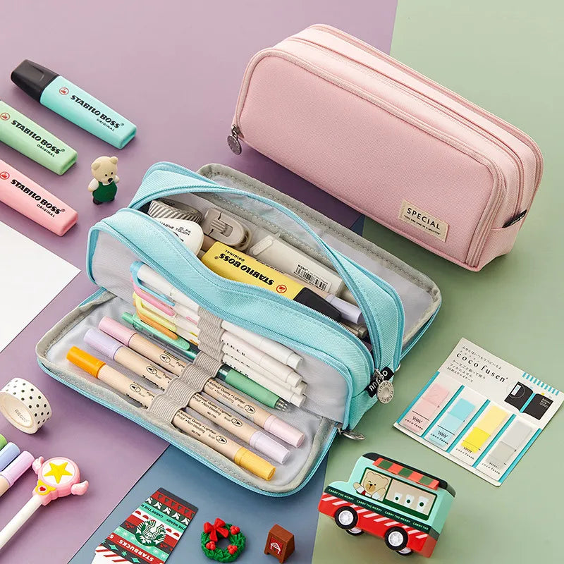 Large Capacity Pencil Case School Multifunction Pen Case Pencil Cases Bags Pencils Pouch Students Education Stationery Supplies Importe Go 