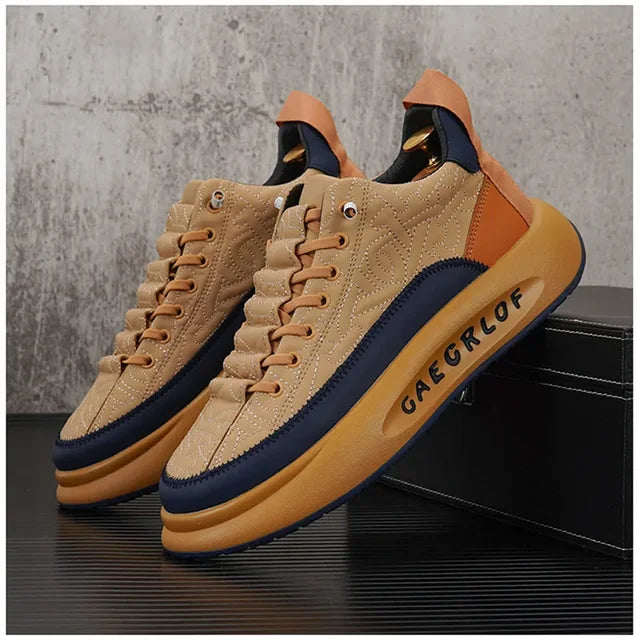 Leather Casual Board Shoes 2023 Summer Breathable Sports Soft Sole Elevated Lace up High Top Cloth Shoes Fashion Shoes Importe Go 