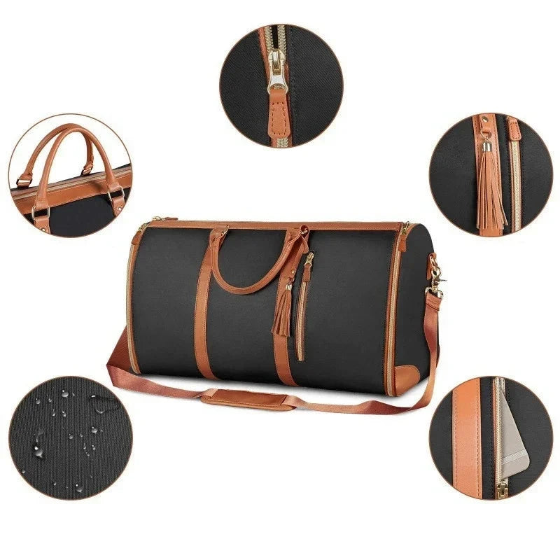 Lucshy-Saco Dobrável De Grande Capacidade, Saco De Vestuário De Viagem, Saco De Armazenamento De Couro PU, Bolsa Impermeável, Moda Esportes Ao Ar Livre Importe Go 