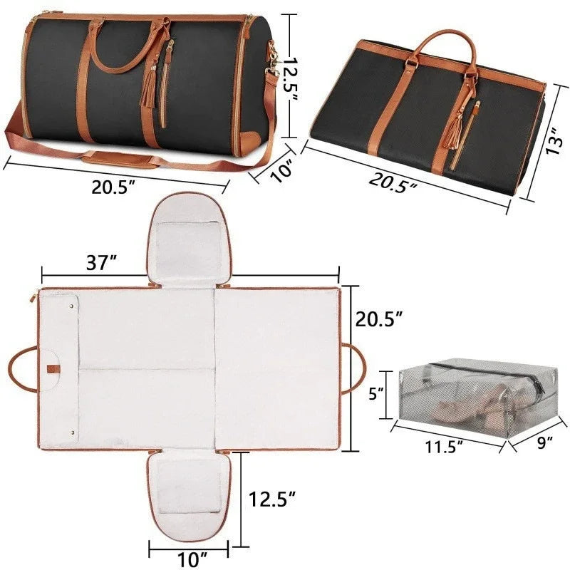 Lucshy-Saco Dobrável De Grande Capacidade, Saco De Vestuário De Viagem, Saco De Armazenamento De Couro PU, Bolsa Impermeável, Moda Esportes Ao Ar Livre Importe Go 