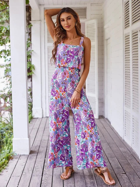 macacão perna da calça sexys feminino,macacao feminino longo elegante,macaquinho floral sem manga feminino verão macacões,roupas feminina 2024 Importe Go ROXO S 