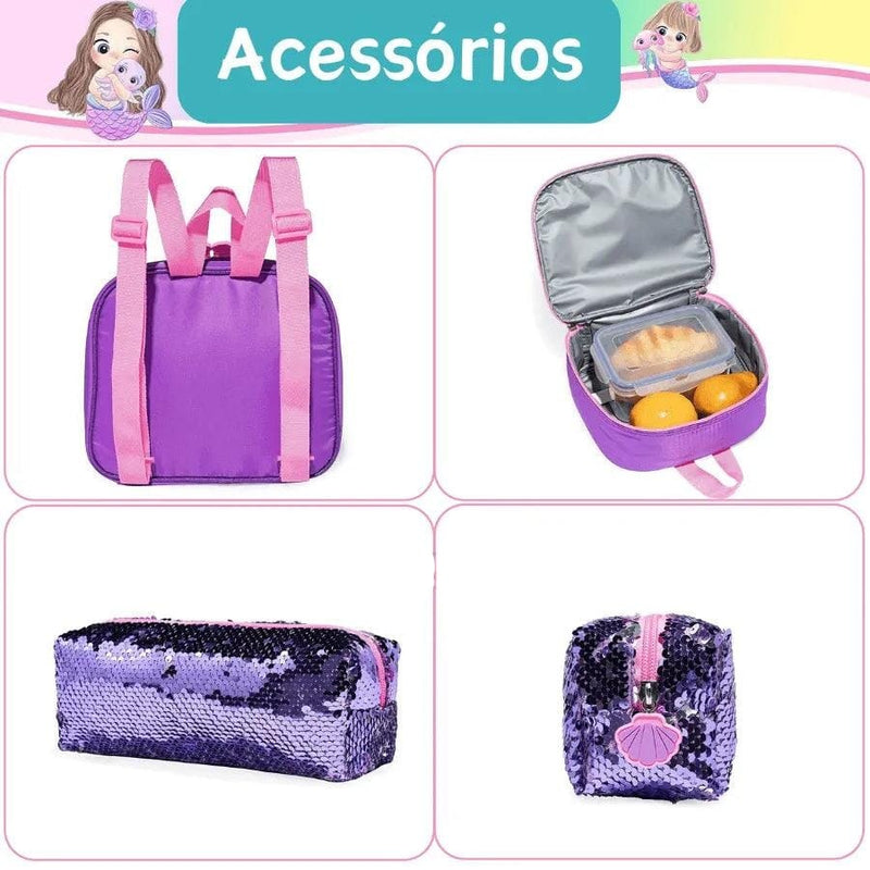 Mochila Infantil Para Meninas Super Shine Com Lantejoulas Importe Go 