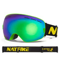 NATFIRE-Ski Goggles com Camadas Duplas, Anti-fog Eyewear, UV400 Óculos, Snow Goggles, Snowmobile Eyewear, Esporte ao ar livre, Esqui Googles Importe Go Green 