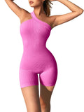 New Women's Yoga Rompers Ribbed Spaghetti Strap Exercise Romper One Piece Jumpsuit Fitness Jumpsuits Importe Go 