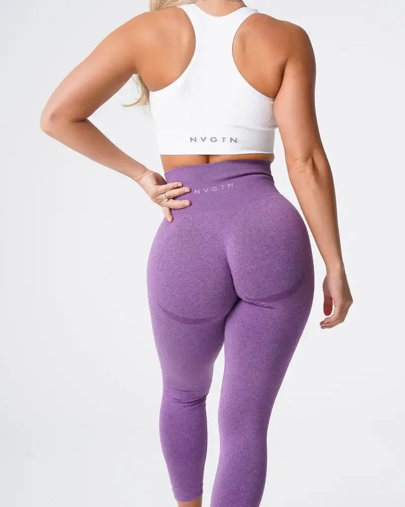 NVGTN Leggings de Spandex sem costura para mulheres, calças justas macias, roupas de fitness, calças de ioga, cintura alta Importe Go Violet XS 