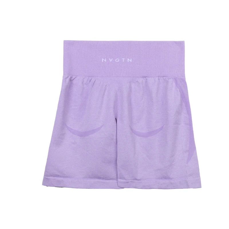 NVGTN-Shorts de treino sem costura para mulheres, shorts push up booty, shorts fitness, roupas de ginástica, ioga Importe Go Lilac M 