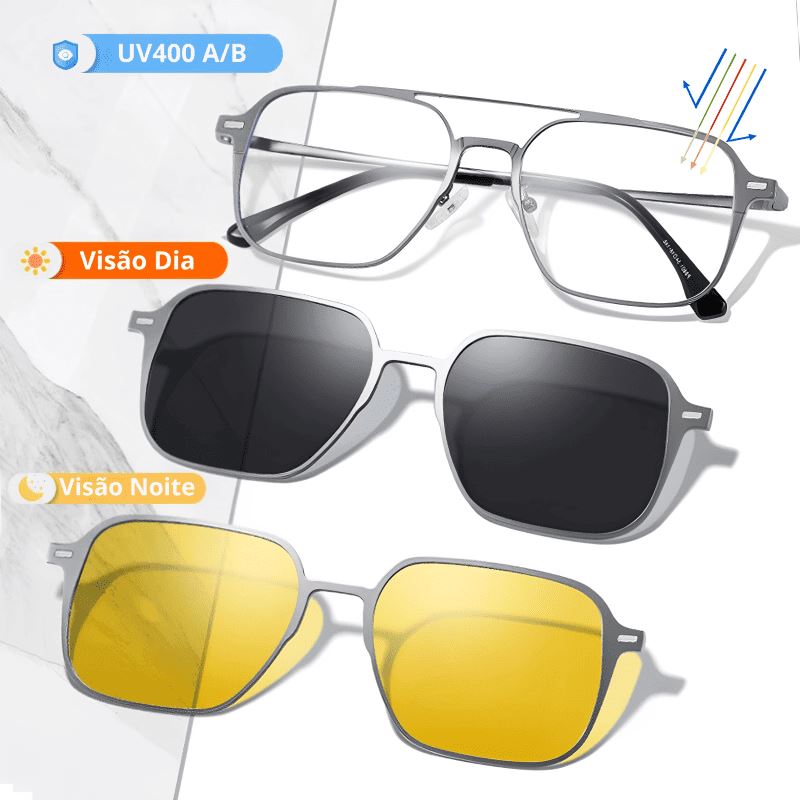 Óculos Polarizado 3 em 1 INOX Conforto + Proteção Anti Azul BRINDE oculos3em1 Importe Go 