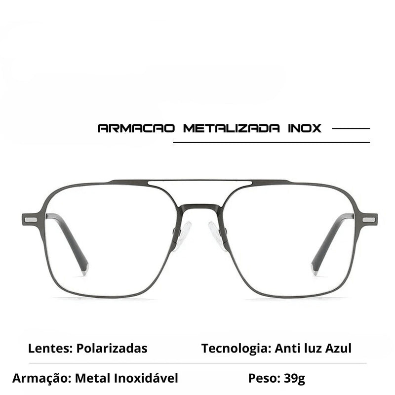 Óculos Polarizado 3 em 1 INOX Conforto + Proteção Anti Azul BRINDE oculos3em1 Importe Go 