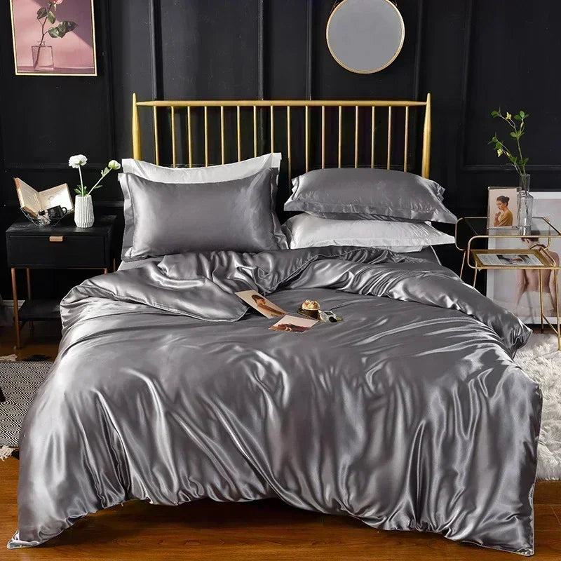 Poliéster Satin Bedding Set, High End, Queen Duvet Cover Set, sedoso macio, acolhedor, king size, suave, único, duplo, luxo Importe Go 