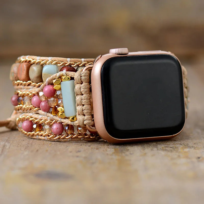 Pulseira Apple Watch com Miçangas - BeadCraft Elegance Pulseira Apple Watch com Miçangas - BeadCraft Elegance Importe Go P 38-41mm 