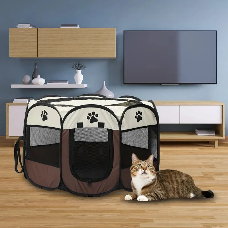 Recinto Plegable para Mascotas,Parque de Juegos Portátil para Mascotas,Adecuado para interiores o viajes, Octogonal Tienda de Campaña de Tela para Cachorros, Gatos Importe Go 