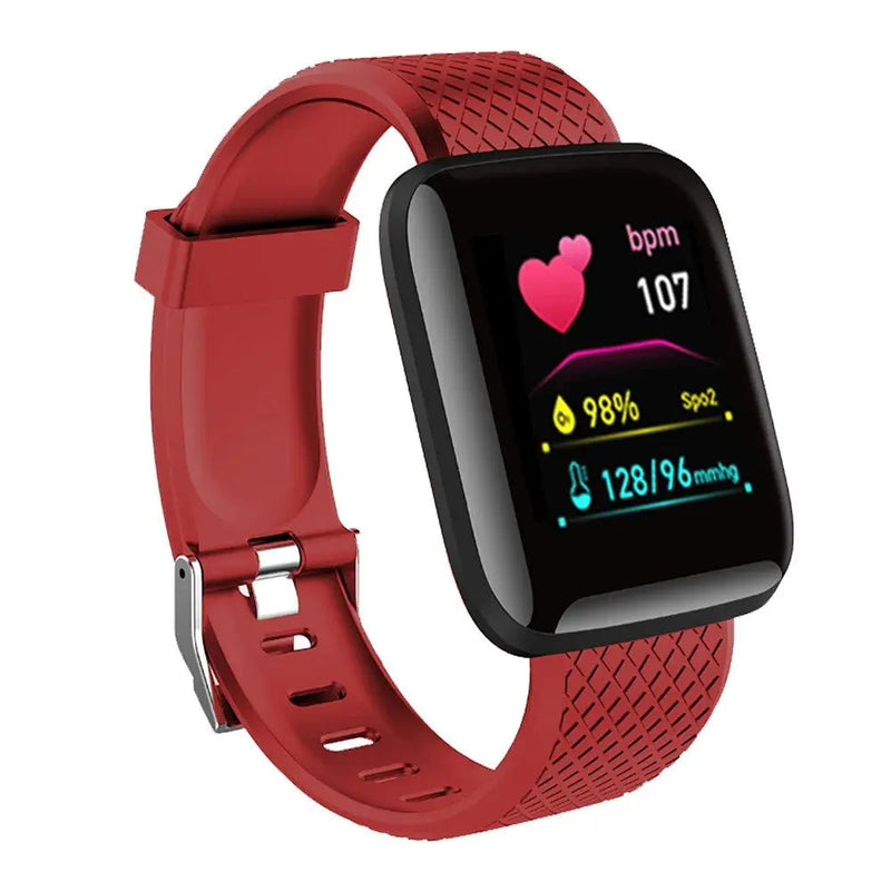 Relógio Inteligente Multifuncional para Homens e Mulheres, Smartwatch Esportivo com Controle de Música, Calorias de Passo, Relógio Despertador 116Plus, Message Remind, D13 Importe Go Vermelho 