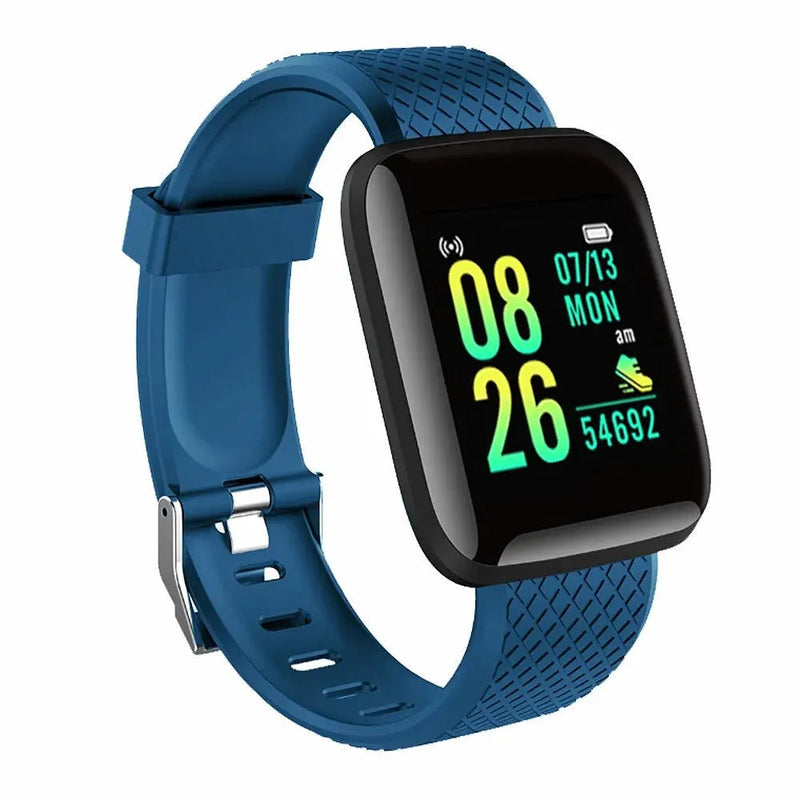 Relógio Inteligente Multifuncional para Homens e Mulheres, Smartwatch Esportivo com Controle de Música, Calorias de Passo, Relógio Despertador 116Plus, Message Remind, D13 Importe Go Azul 