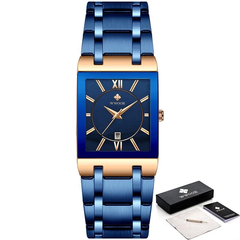 Relógio Masculino Gold Watch ma 35 Importe Go Azul Com Dourado 